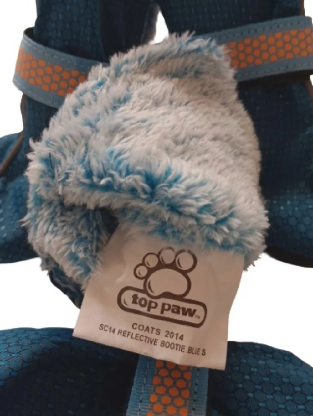 Top Paw Blue Reflective Dog Booties with Faux-Fur Lining